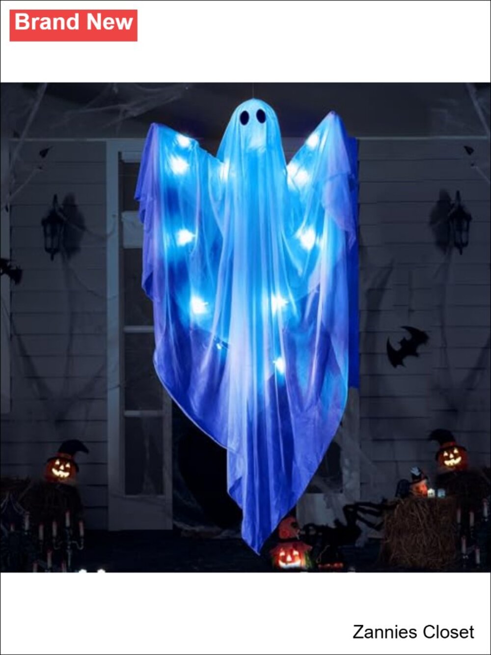 👻 JOYIN 47" Light Up Hanging Ghost Blue LED Timer Halloween Decoration